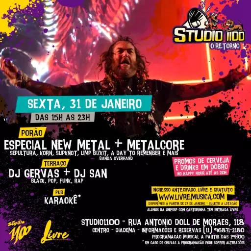 Foto do Evento NEW METAL + METAL CORE + DJ GERVAS