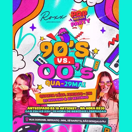 MEGA POP PARTY - '90 X '00! R$10