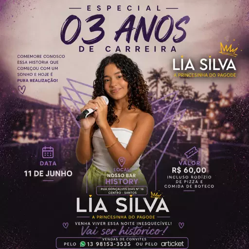 Foto do Evento Lia Silva Especial 3 Anos Carreira