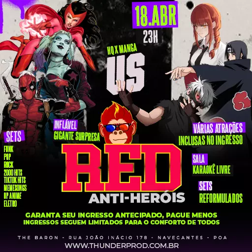 Foto do Evento Red Monkey -Ant Heróis- HQ vs MANGÁ