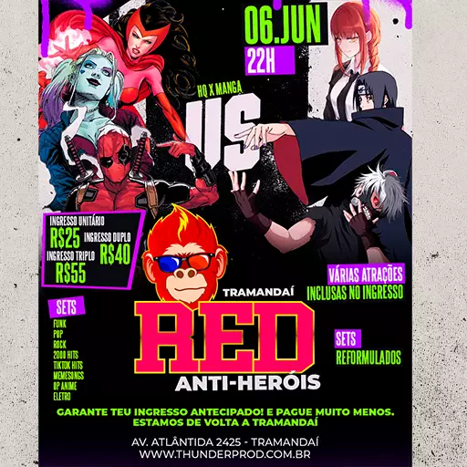 Foto do Evento Red Tramandaí Ant Heróis HQ vs MANGÁ